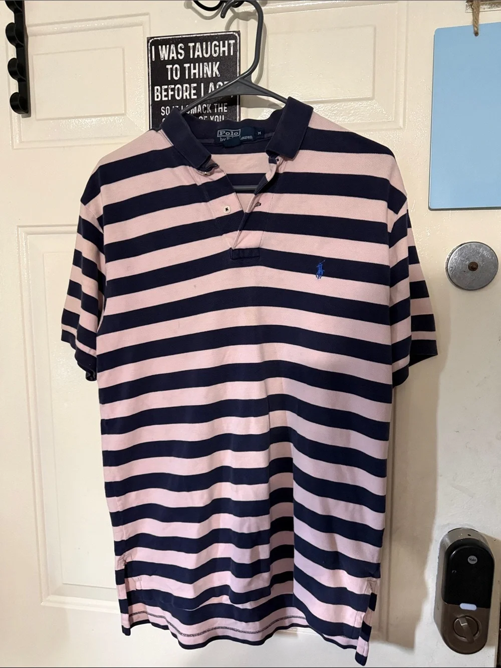 Ralph Lauren Pink and Navy Striped Polo Shirt